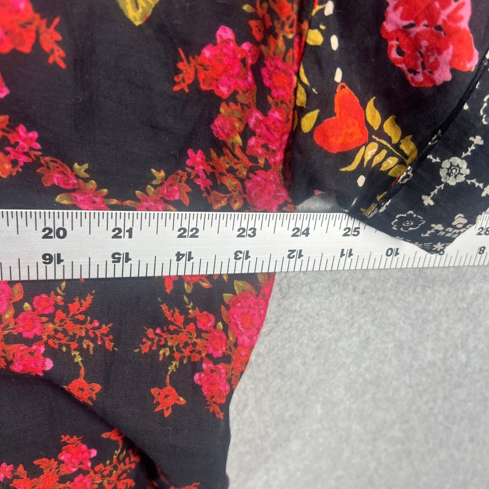 Free People Floral Mini Dress Womens L Black Pink Boho Mixed Print V-Neck EUC - Picture 9 of 11